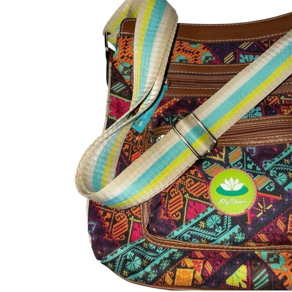 LILY BLOOM Crossbody Shoulder Bag Multi Colored Adjustable Strap Recycled - Picture 5 of 5